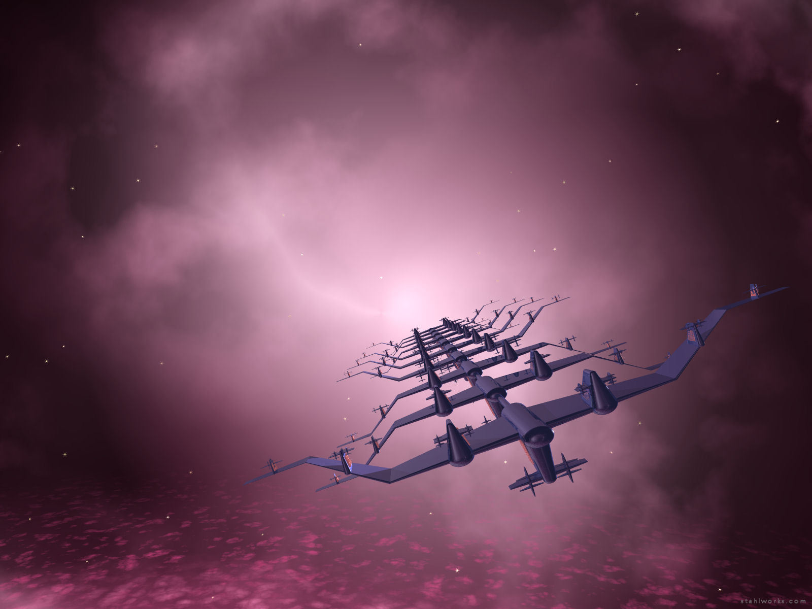 Galactic Nebula Space Ship, Free Desktop Wallpaper, 1600x1200 resolution